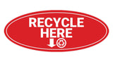 Signs ByLITA Oval Recycle here Sign - Laser-Engraved Lettering | Durable ABS Plastic | Vibrant Colors | Powerful Foam Tape