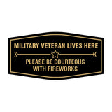 Signs ByLITA Fancy Military Veteran Lives Here Please Be Courteous With Fireworks Easy Installation | Honor Veterans with Military Signs | US Pride | Businesses and Homes Wall or Door Sign