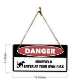 Danger Minefield Enter At Your Own Risk 5" x 10" Hanging Wall or Door Sign | Safety Signs