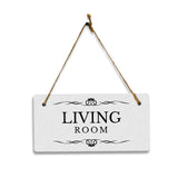 Living Room 5x10 Hanging Plus Wall or Door Sign | Rustic Twine | Range of Vibrant Decor Styles | Room Signs For Home and Business