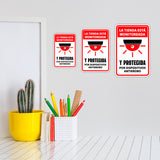 Portrait Round Plus La tienda está monitoreada y protegida por dispositivos antirrobo Wall or Door Sign | Spanish Dressing Room Retailer Signage