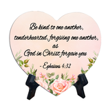 Cute Home Bible Verse Decoration Heart Table Sign (6 x 5") with Acrylic Stand