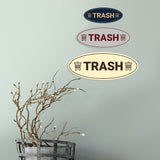 Signs ByLITA Oval Trash Sign - Laser-Engraved Lettering | Durable ABS Plastic | Vibrant Colors | Powerful Foam Tape