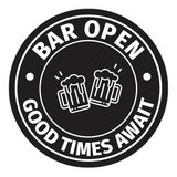 Signs ByLITA Circle Bar Open: Good Times Await ABS Plastic | Laser Engraved | Easy Installation | Elegant Design Wall or Door Sign