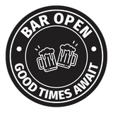 Signs ByLITA Circle Bar Open: Good Times Await ABS Plastic | Laser Engraved | Easy Installation | Elegant Design Wall or Door Sign
