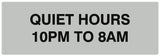 Signs ByLITA Basic Quiet Hours 10pm to 8am Sign - Laser-Engraved Lettering | Durable ABS Plastic | Vibrant Colors | Powerful Foam Tape
