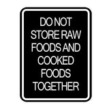 Signs ByLITA Portrait Round Hygiene Safety: Do Not Store Raw Foods and Cooked Foods Together Door or Wall Sign Durable ABS Plastic | Laser Engraved | Easy Installation | Kitchen | Hygiene