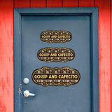 Designer Plus Gossip and Cafecito Door or Wall Sign | Funny Spanish Signs For Stores & Businesses