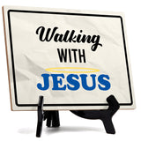 Walking With Jesus Table Sign with Acrylic Stand (6x8“) | Classroom & Home Decor