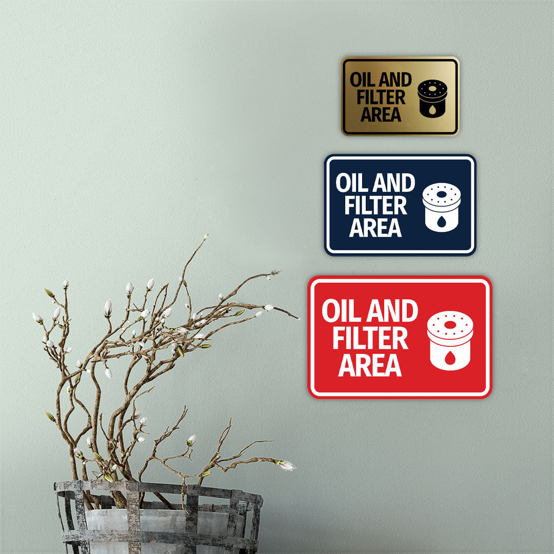 Signs ByLITA Classic Framed Oil and Filter Area Wall or Door Sign