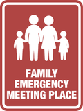 Portrait Round Plus Family Emergency Meeting Place Wall or Door Sign | Home Safety Sign