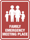 Portrait Round Plus Family Emergency Meeting Place Wall or Door Sign | Home Safety Sign
