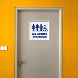 Square Plus All Gender Restroom Wall or Door Sign Easy Installation | Business & Public Bathroom Signs