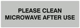 Signs ByLITA Basic Please clean microwave after use Sign - Laser-Engraved Lettering | Durable ABS Plastic | Vibrant Colors | Powerful Foam Tape