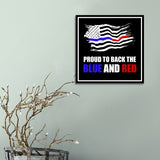 Square Plus Proud to Back the Blue and Red Wall or Door Sign | USA Flag | Police First Responders Appreciation Signage