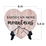Sign ByLITA Heart Faith can move mountains, Wood Color, Table Sign (6"x5")