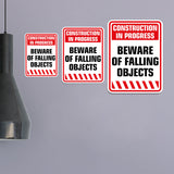Portrait Round Plus Construction In Progress Beware of Falling Objects Wall or Door Sign | Health And Safety Signage