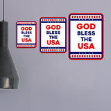 Portrait Round Plus God Bless the USA Door or Wall Sign | Easy Installation | Patriotic Stars and Stripes USA Pride Sign