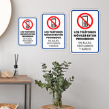 Portrait Round Plus Los Teléfonos Móviles están Prohibidos en Aulas, Vestuarios y Baños Wall or Door Sign | Spanish Retailer Signage