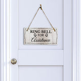 Ring Bell For Assistance 5x10 Hanging Wall or Door Sign | Warm Welcoming Signage For Homes