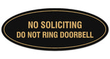 Signs ByLITA Oval No Soliciting Do Not Ring Doorbell Sign - Laser-Engraved Lettering | Durable ABS Plastic | Vibrant Colors | Powerful Foam Tape