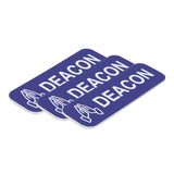 Deacon, 1 x 3" Name Tag/Badge, Praying Hands Design (3 Pack)
