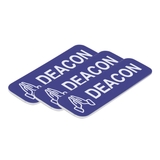 Deacon, 1 x 3" Name Tag/Badge, Praying Hands Design (3 Pack)