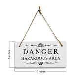 Danger: Hazardous Area 5" x 10" Hanging Wall or Door Sign | Rustic Twine | Stylish Business or Office Safety Signage