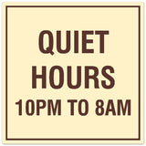 Signs ByLITA Square Quiet Hours 10PM to 8AM Sign - Easy Installation | Durable Material