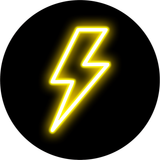 Circle Plus Lightning Neon Graphic Style Wall or Door Sign | Live Streamer Gaming Themed Decoration