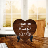 Grateful Thankful Blessed Heart Table Sign with Acrylic Stand (6x5") | Religious Home Decor