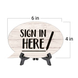 Sign in Here Oval Speech Bubble (6 x 4") Table Sign With Acrylic Easel