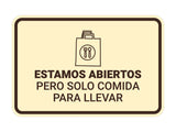 Signs ByLITA Classic Framed Estamos abiertos pero solo comida para llevar Door or Wall Sign