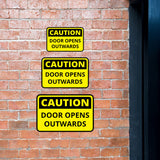 Classic Framed Plus Caution Door Opens Outwards Wall or Door Sign | Health And Safety Office Signage