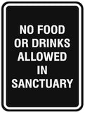 Signs ByLITA Portrait Round No food or drinks allowed in sanctuary Sign - Laser-Engraved Lettering | Durable ABS Plastic | Vibrant Colors | Powerful Foam Tape
