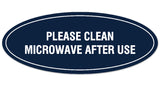 Signs ByLITA Oval Please Clean Microwave After Use Sign - Laser-Engraved Lettering | Durable ABS Plastic | Vibrant Colors | Powerful Foam Tape