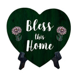 Bless This Home Heart Table Sign with Acrylic Stand (6x5") | Religious Home Decor