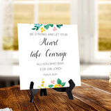 Be Strong, And Let Your Heart Take Courage, All You Who Wait For The Lord! Psalm 31:24 5"x 5" Square Table Sign With Acrylic Easel | Religious Bible Quotes Decor