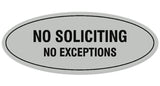 Signs ByLITA Oval No Soliciting No Exceptions Sign - Laser-Engraved Lettering | Durable ABS Plastic | Vibrant Colors | Powerful Foam Tape