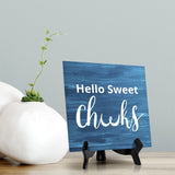 Signs ByLITA Hello Sweet Cheeks, Wood Color, Square Table Sign (5" x 5”)