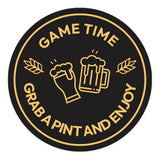 Signs ByLITA Circle Game Time: Grab a Pint and Enjoy ABS Plastic | Laser Engraved | Easy Installation | Elegant Design Wall or Door Sign