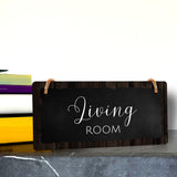 Living Room 5x10 Hanging Plus Wall or Door Sign | Rustic Twine | Range of Vibrant Decor Styles | Room Signs For Home and Business