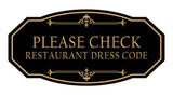 Signs ByLITA Victorian Please Check Restaurant Dress Code Wall or Door Sign