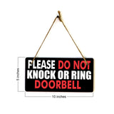 Please Do Not Knock Or Ring Doorbell 5x10 Hanging Plus Wall or Door Sign | Rustic Twine | Home and Business Signage