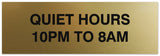 Signs ByLITA Basic Quiet Hours 10pm to 8am Sign - Laser-Engraved Lettering | Durable ABS Plastic | Vibrant Colors | Powerful Foam Tape
