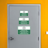 Classic Framed Plus Stop! Temperature Monitoring Here Wall or Door Sign | Bilingual Spanish and English Workplace Safety Signage