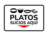 Classic Framed Plus Platos Sucios aquí Door or Wall Sign | Bilingual | Home Kitchen Sign