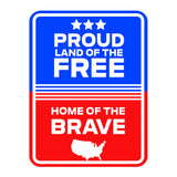 Portrait Round Plus Proud Land of the Free, Home of the Brave Door or Wall Sign | Easy Installation | Patriotic Stars and Stripes USA Pride Sign