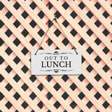 Out to Lunch 5" x 10" Hanging Wall or Door Sign | Rustic Twine | Stylish Business or Office Signage