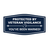 Signs ByLITA Fancy Protected by Veteran Vigilance: You've Been Warned! Easy Installation | Honor Veterans with Military Signs | US Pride | Businesses and Homes Wall or Door Sign